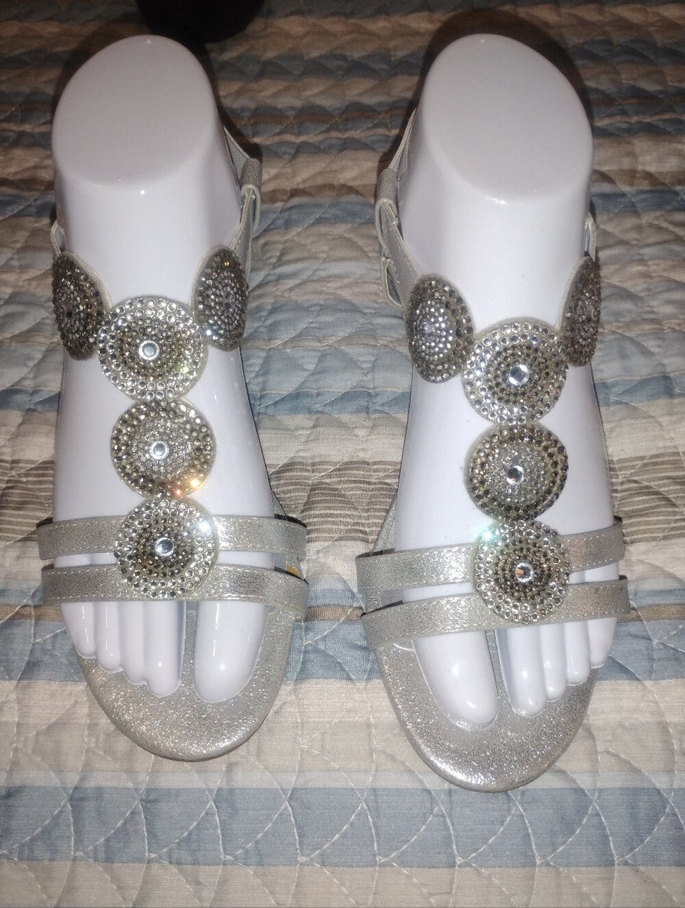 Silver embelleshed Wedge Sandals